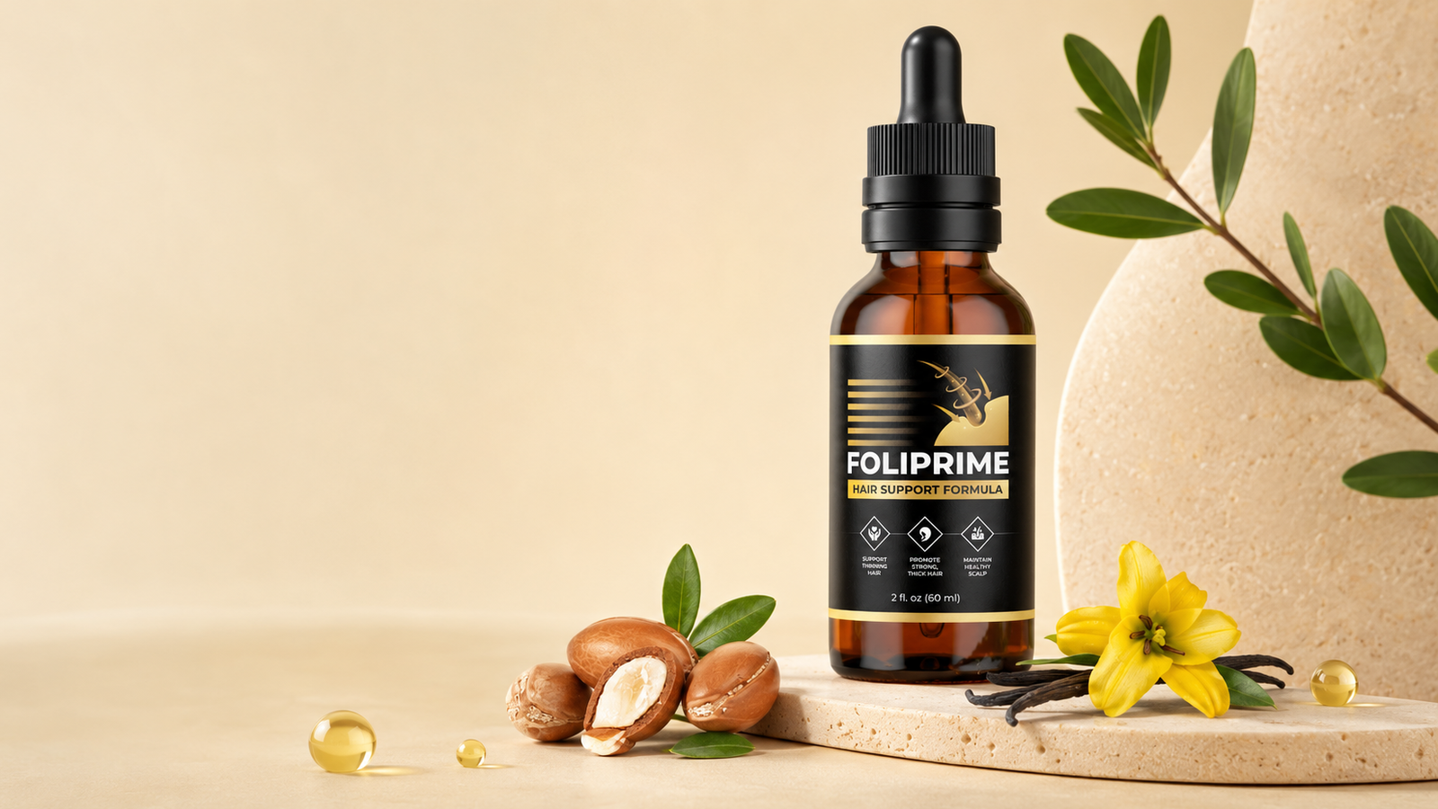 FoliPrime is a 2 fl oz topical hair and scalp oil from Nature’s NutriWave. It combines plant-derived oils with ingredients such as biotin and keratin and is intended to moisturize the scalp and support stronger, fuller-looking hair. However, independent evidence does not establish that the finished product can reverse pattern baldness or reliably regrow lost hair.